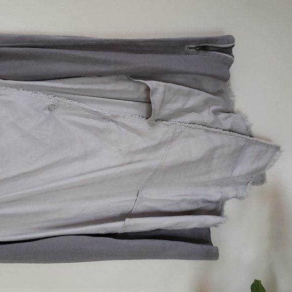 Free People Gray Drippy Linen Asymmetrical Snap Jacket with Hood oversiz… - Picture 4 of 10